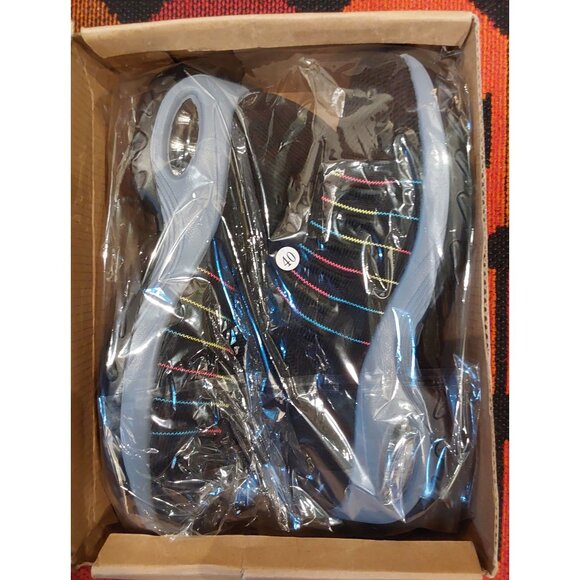 NEW Sisenny Women's Black w Multicolored Stripe Slip on Stretch Sneaker. SZ 8.5 - Picture 2 of 7